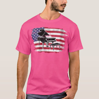 Piano With American Flag For Orchestra T-Shirt