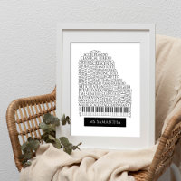Piano Word Cloud Gift for Piano Teacher