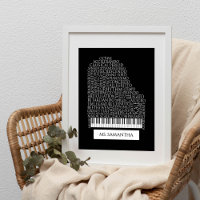 Piano Word Cloud Gift for Piano Teacher