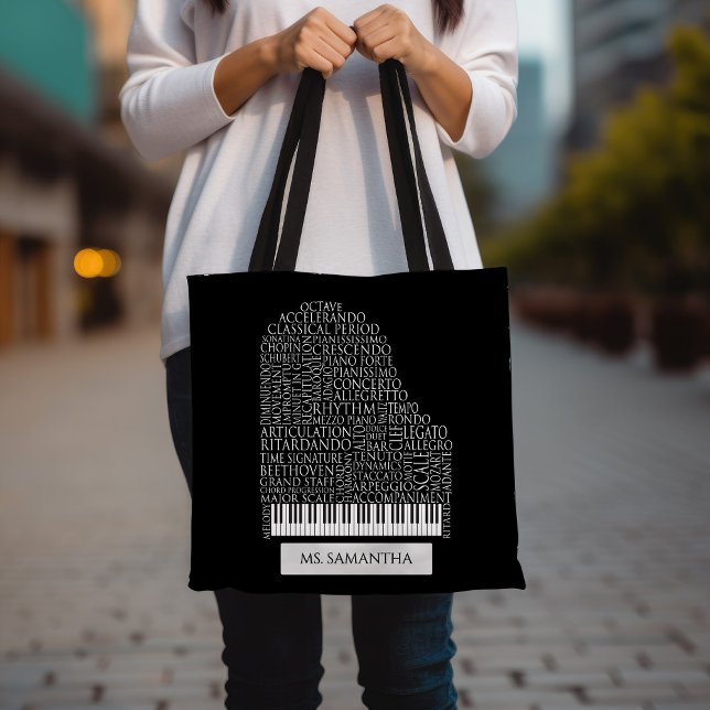 Piano Word Cloud Gift for Piano Teacher Tote Bag (Creator Uploaded)