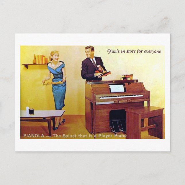 Pianola, Player Piano Vintage Postcard (Front)
