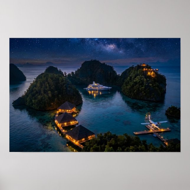 Piaynemo Night Starry Sky Raja Ampat Galaxy Art Poster (Front)