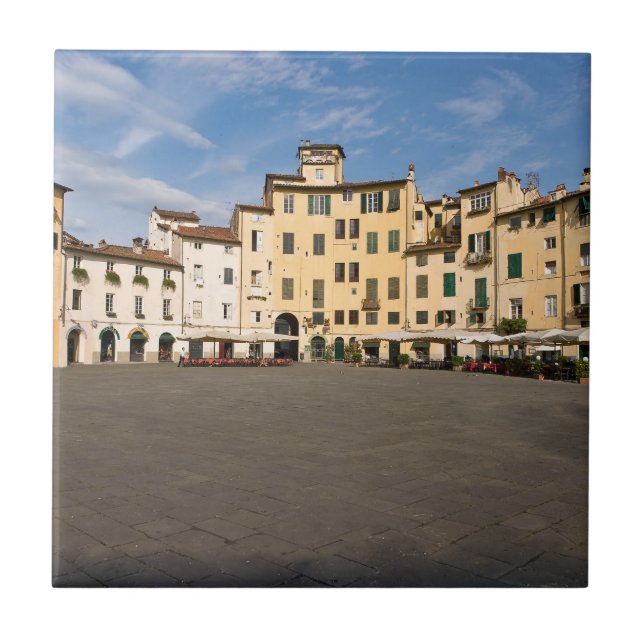 Piazza Anfiteatro square in Lucca - Tuscany, Italy Tile (Front)