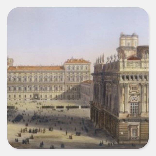 Piazza Castello, Turin, engraved by F. Citterio (c Square Sticker (Front)