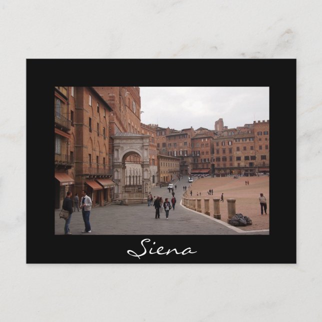 Piazza del Campo, Siena black text postcard (Front)