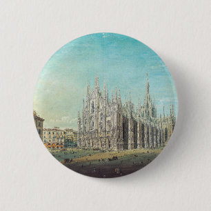 Piazza del Duomo in Milan by Carlo Bossoli 6 Cm Round Badge