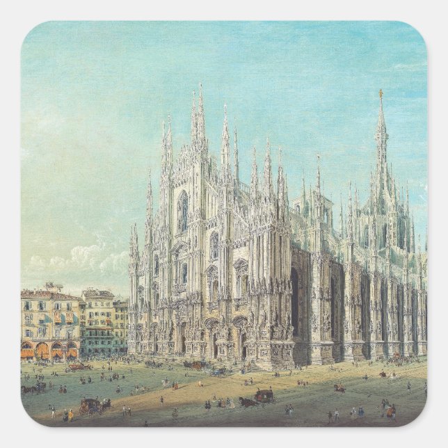 Piazza del Duomo in Milan by Carlo Bossoli   Square Sticker (Front)