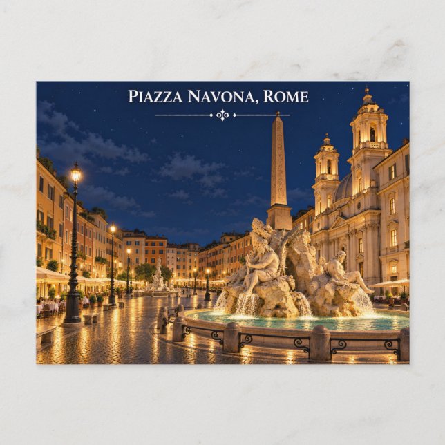 Piazza Navona Night Postcard (Front)