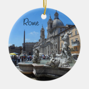 Piazza Navona- Rome, Italy Ceramic Tree Decoration