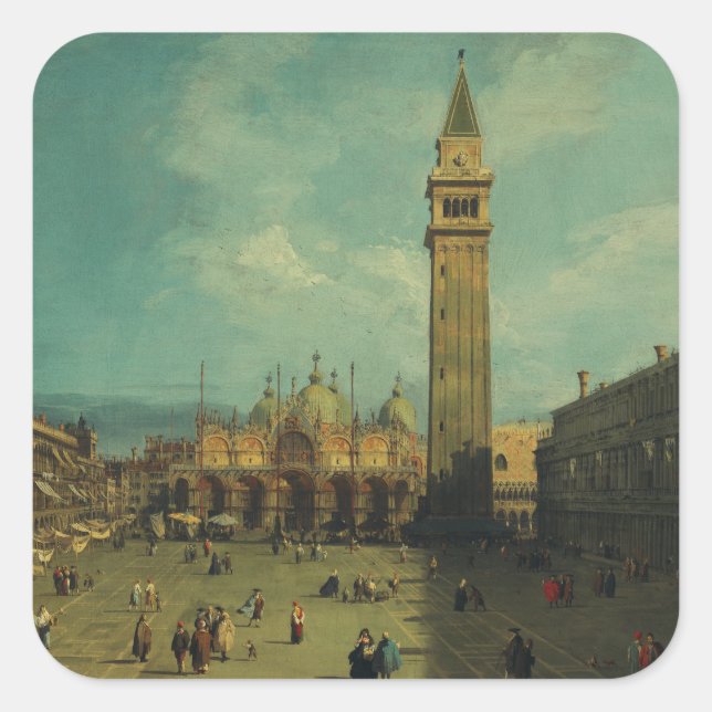 Piazza San Marco by Canaletto Square Sticker (Front)