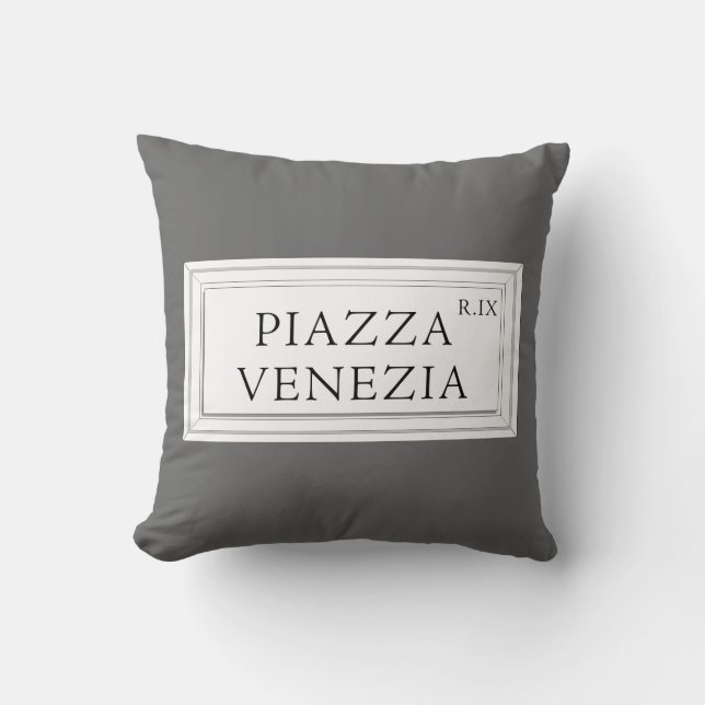 Piazza Venezia, Rome Street Sign Cushion (Front)
