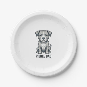 Pibble Dad Vintage Engraving Dog Shirt Design_1 Paper Plate