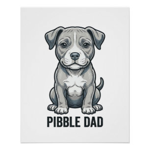 Pibble Dad Vintage Engraving Dog Shirt Design_1 Poster