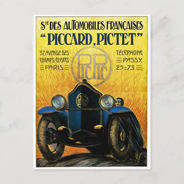 Picard Pictet Vintage Car Advertisement Postcard (Front)