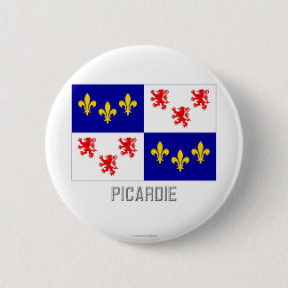 Picardie flag with name 6 cm round badge