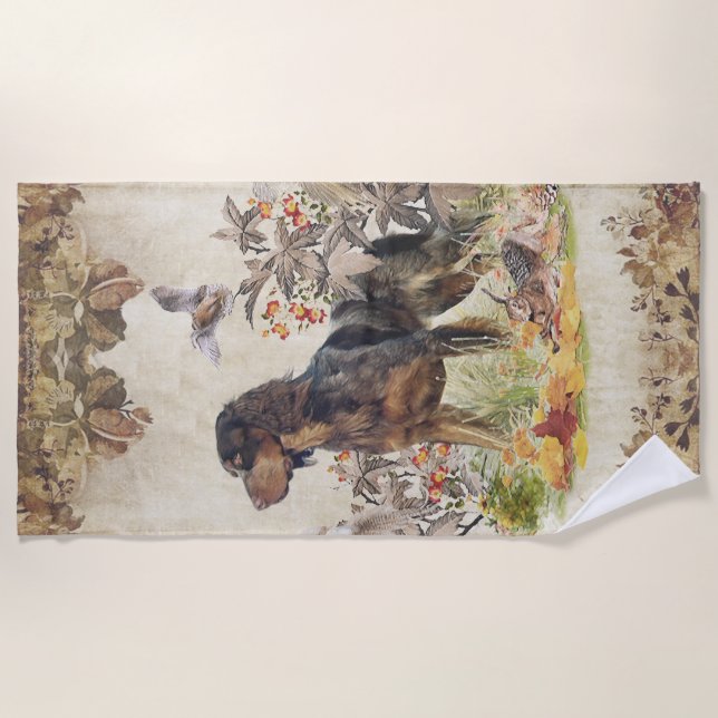 Picardy Spaniel , Bird hunting    Beach Towel (Front)