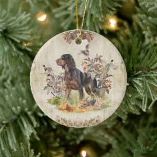 Picardy Spaniel , Bird hunting    Ceramic Tree Decoration