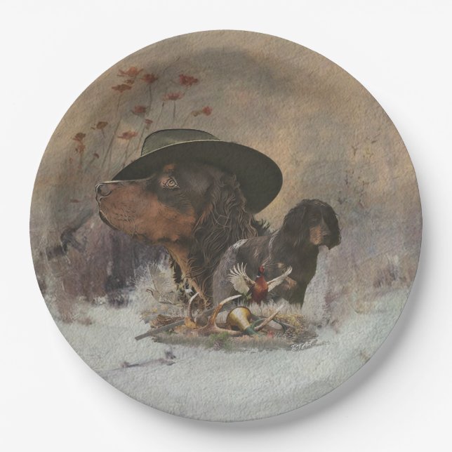 Picardy Spaniel , Hunting season    Paper Plate (Front)