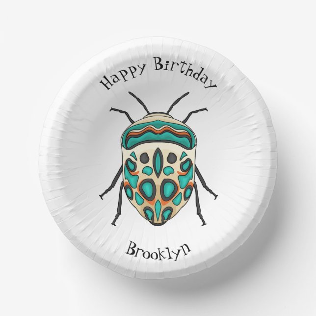 Picasso bug cartoon illustration  paper plate (Front)