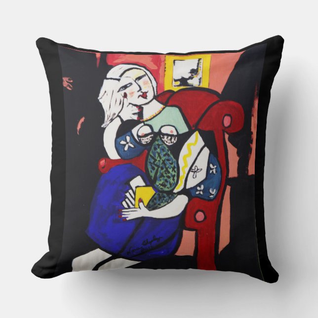 PICASSO BY NORA  GIRL WITH BOOK CUSHION (Front)