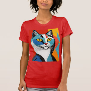 Picasso,Cat, Family,Kitzch,Art,Whiskers,Colourful, T-Shirt