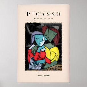 Picasso Reading Couple Abstract Figures Art Print