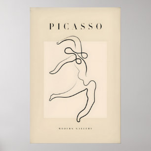 Picasso Stretching Cat Line Art Minimalist Animal Poster