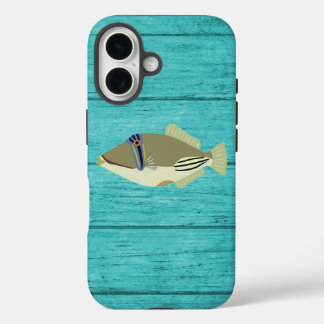 Picasso Trigger Fish Turqouise Wood iPhone 16 Case