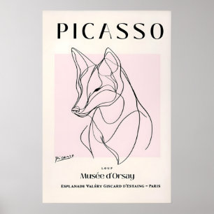 Picasso Wolf Art Print Minimalist Line Art Poster