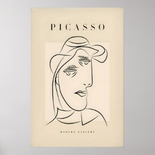 Picasso Woman Hat Profile Line Art Abstract Poster
