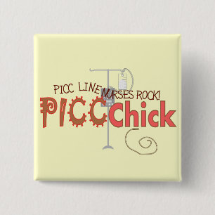 PICC CHICK With IV PUMP Design 15 Cm Square Badge