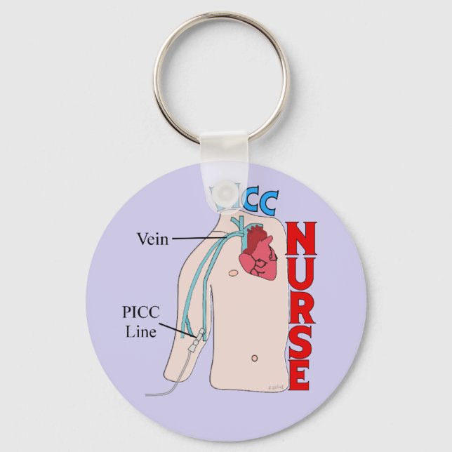 PICC Line Nurse Anatomical  Purple  Key Ring (Front)