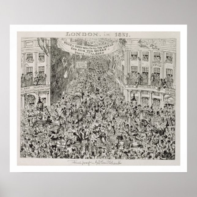 Piccadilly during the Great Exhibition, 1851 Poster (Front)