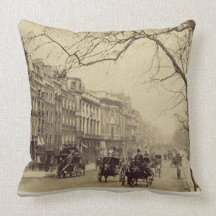 Piccadilly facing East, (sepia photo) Cushion