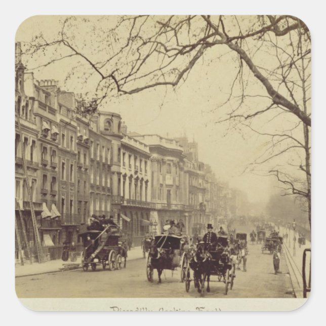 Piccadilly facing East, (sepia photo) Square Sticker (Front)