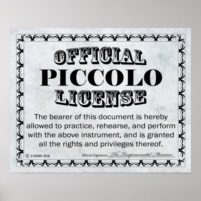Piccolo License Poster (Front)