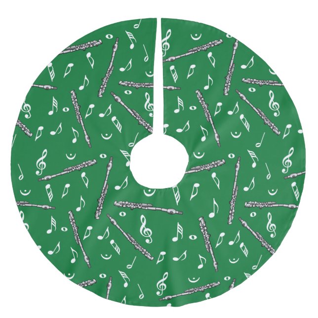 Piccolo Music Note Pattern Brushed Polyester Tree Skirt (Front)