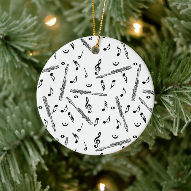 Piccolo Music Note Pattern Ceramic Tree Decoration (Tree)