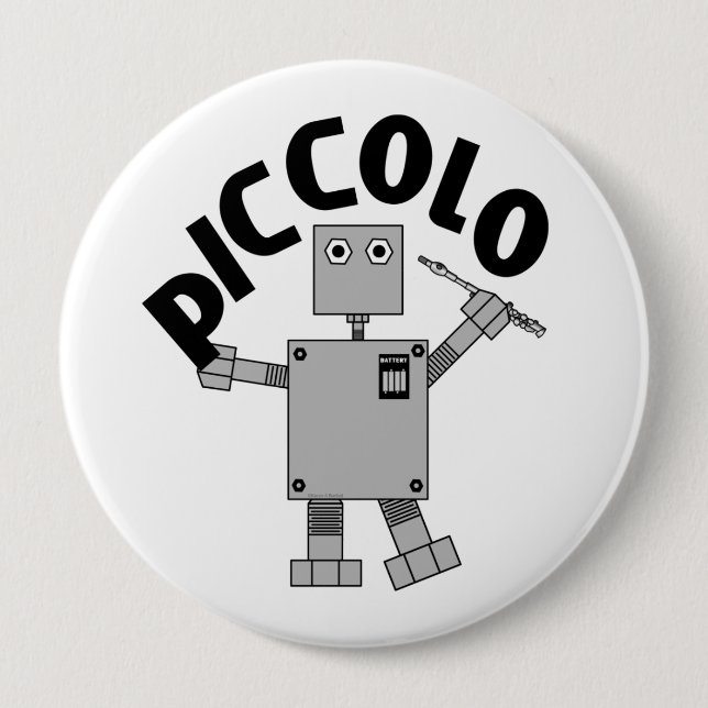 Piccolo Robot Text 10 Cm Round Badge (Front)
