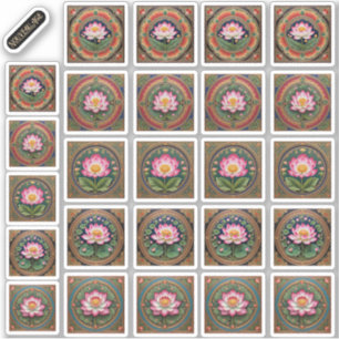 Pichhwai Style Lotus Flowers Sticker Sheet