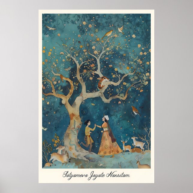 Pichwai Indian Art Print Mythical Forest Dance (Front)