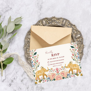 Pichwai Indian Elegant Wedding RSVP Card