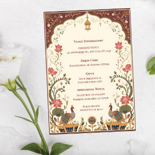 Pichwai Indian Lotus Peacock Wedding Enclosure Card