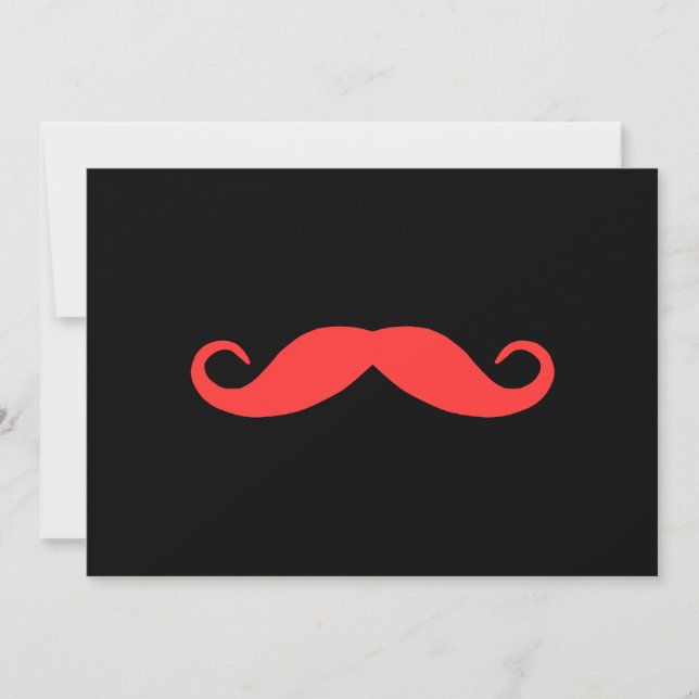 Pick A Colour Moustache on Black Invitation (Front)