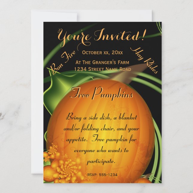 Pick A Pumpkin Party Invitation (Back)