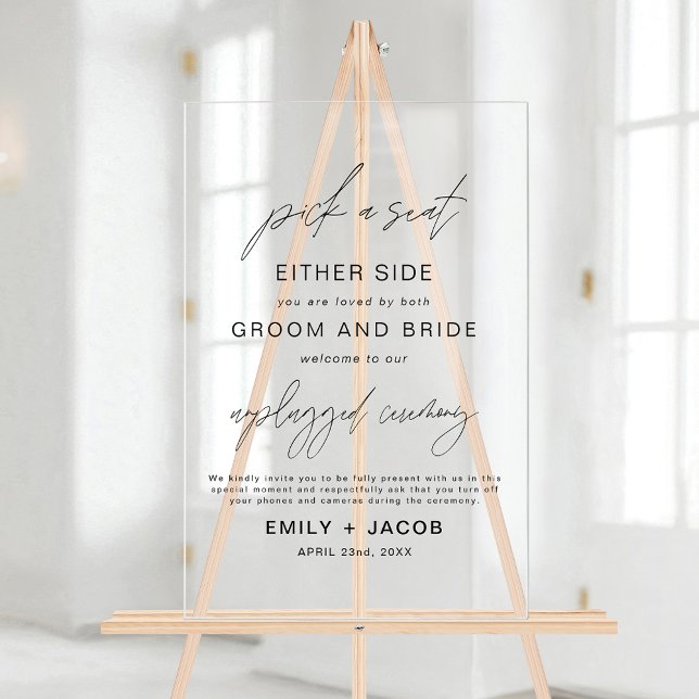 Pick A Seat Either Side Wedding Seating Acrylic Sign (Creator Uploaded)