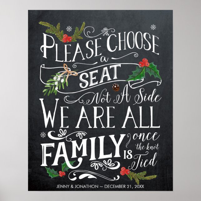 pick a seat not a side christmas wedding sign (Front)