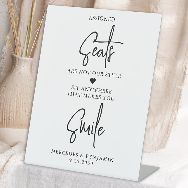 Pick A Seat Not A Side Personalised Smile Wedding Pedestal Sign (Creator Uploaded)