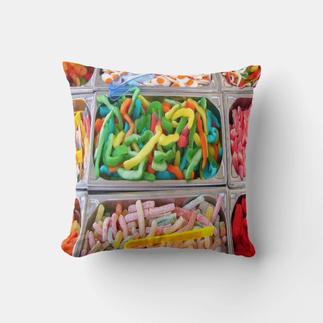 Pick and Mix Throw Pillow (Front)