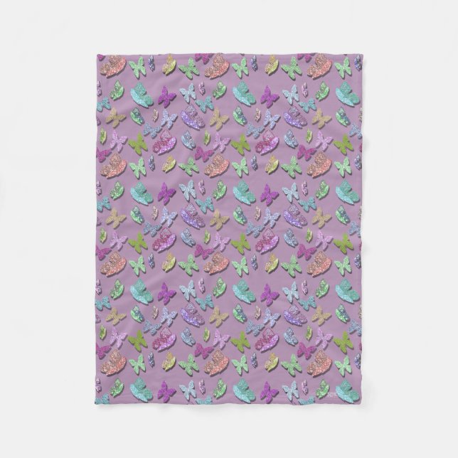 Pick Colour Butterflies Surreal & Fluttering Fleece Blanket (Front)